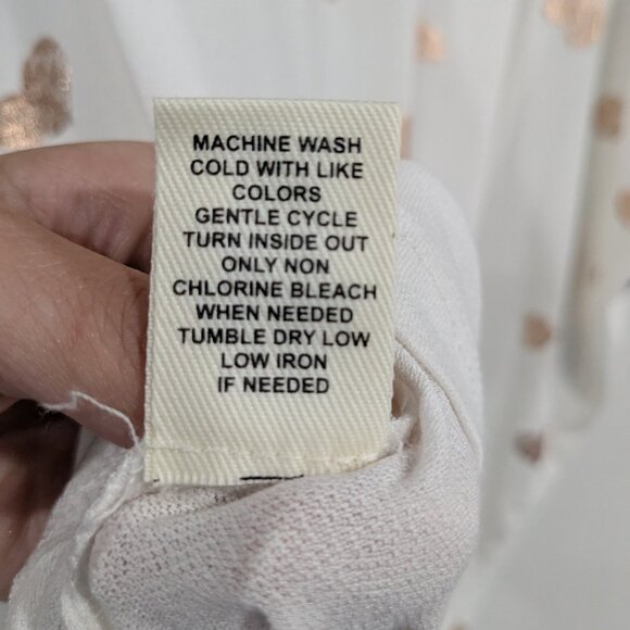 *3/$10* BNWT Kim & Cami Dolman Sleeve Heart Graphic Tee White Gold Size XL - Picture 6 of 6